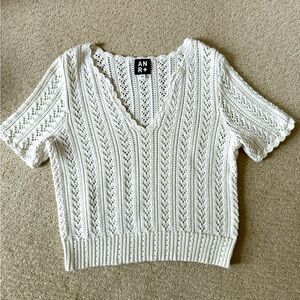 Alp N Rock Knit Crochet V Neck Sweater